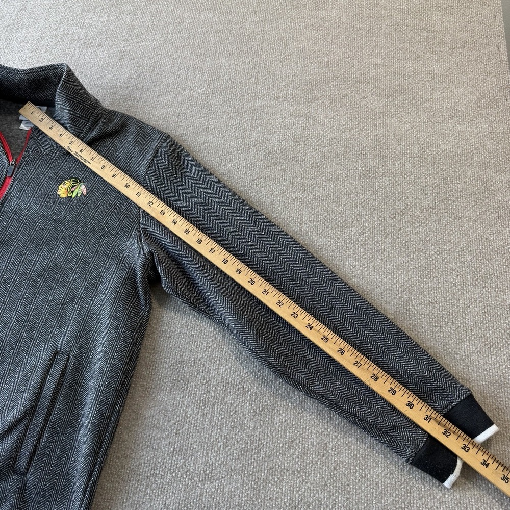 Chicago Blackhawks Men's 1/4 Zip Pullover Fleece Herringbone Gray Size XL - Picture 5 of 8